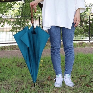 レディース雨傘 長傘 シャンタン無地 手開き 日本製 エメラルドグリーン 173202 ／ まちづくり観光振興機構 モダン 高級感 奈良県 田原本町