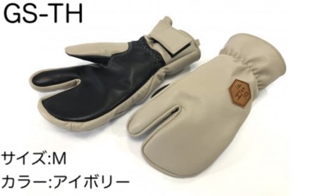 スキーグローブ 撥水三本指 アイボリー M 