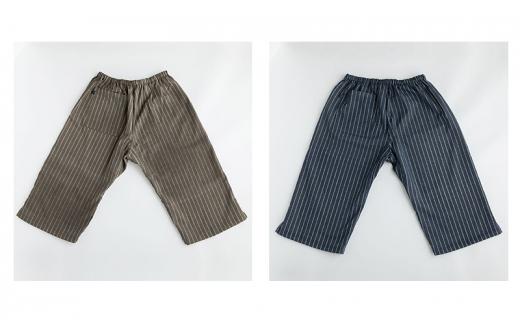 角野晒染　和晒ガーゼステテコ　ストライプ カーキ Lサイズ