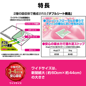 クリーンワン香る消臭シートダブルストップ小型犬用ワイドペットシーツ58枚×4袋(1810)