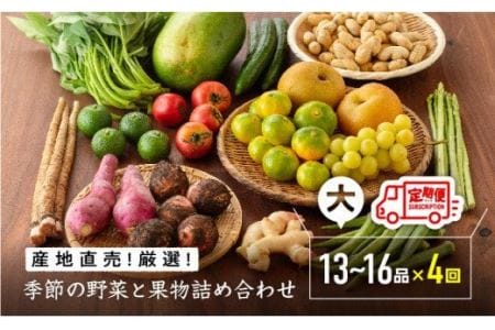 【定期便】産直おすず村 季節の野菜と果物 厳選 詰め合わせセット（大） 全4回【旬野菜 フルーツ 直売所 産地直送 宮崎県産】