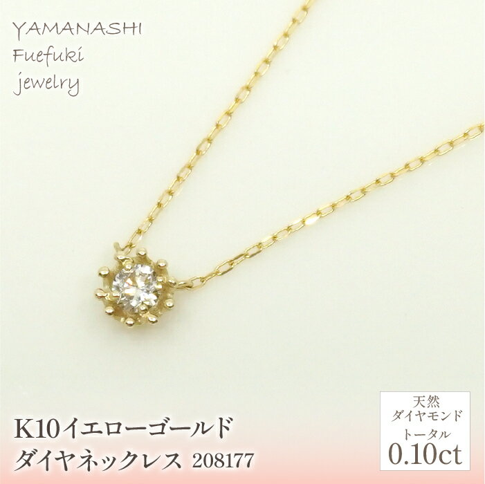 【ふるさと納税】K10　イエローゴールド　ダイヤ0.10ct ネックレス 管理番号208177 ふるさと納税 人気 おすすめ ランキング アクセサリー 宝石 ジュエリー 高級 記念日 プレゼント 山梨県 笛吹市 送料無料 218-151