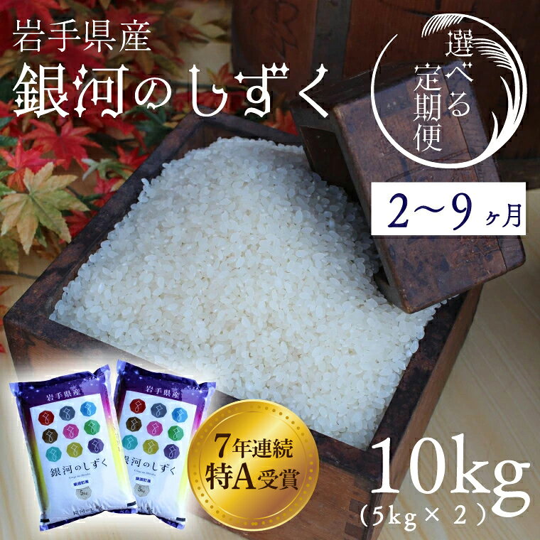 【ふるさと納税】＼選べる 定期便／ お米 10kg (5kg×2袋) 精米 白米 令和7年産「銀河のしずく」★ 特A受賞 米 ★＼選べる 定期便 2ヶ月/3ヶ月/6ヶ月/9ヶ月／ 数量限定 米 コメ ご飯 ごはん ぎんがのしずく 新米 美味しい 人気 特A 岩手県 紫波町 ふるさと納税