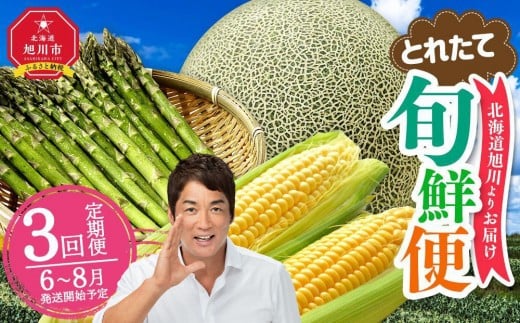 とれたて旬鮮便～北海道旭川市から旬の定期便～【 野菜 アスパラ グリーンアスパラ アスパラガス ゴールドラッシュ とうもろこし 赤肉 メロン フルーツ 果物 旭川市ふるさと納税 北海道ふるさと納税 旭川市 北海道 お取り寄せ 定期便 頒布会 冷蔵配送 クール便 】_01107