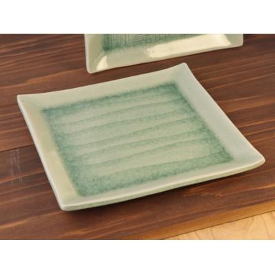 ふるさと納税 瀬戸市 灰釉7寸正角皿　波紋&市松セット(化粧箱入り) 瀬戸焼 |  | 02