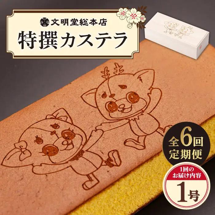 【全6回定期便】 おぢか焼印 特撰 カステラ 580g 1箱 「ちかまるくん」 文明堂 [DBF007] カステラ