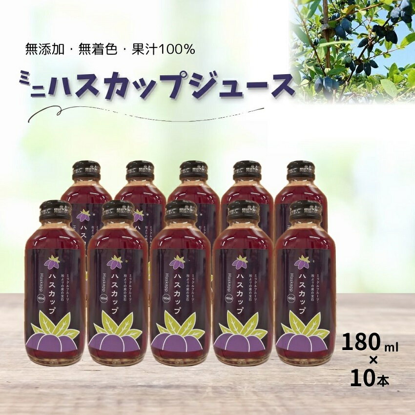 【ふるさと納税】北海道 ハスカップのミニジュース 10本 ストレート 伝統製法 昔ながら 濃い 無添加 美味しい 送料無料 高級 飲み切り