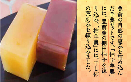 【お中元対象】【進物箱】柚子羊羹&柿羊羹 2本入り《豊前市》【武蔵屋】お中元 ギフト 贈り物 和菓子 饅 [VBU006]