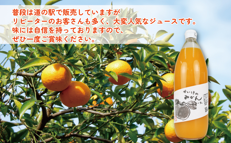 みかん ジュース 1,000ml×6本 清家 100％ ストレート 温州みかん みかんジュース 果汁 飲料 果物 フルーツ  ギフト プレゼント 国産 愛媛 宇和島 H028-170002