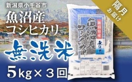 【 令和7年産 先行予約 】 魚沼産コシヒカリ 5kg×3回（計15kg） 無洗米 定期便 隔月お届け