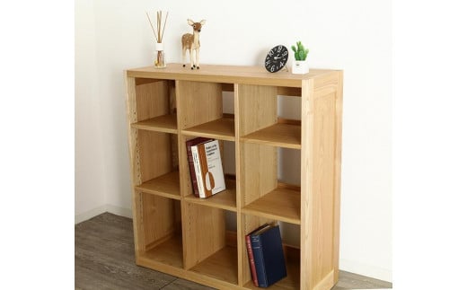 大川家具 ファイン 90cm ブックシェルフ 高さ95cm 天然木 ブラックアッシュ(タモ)