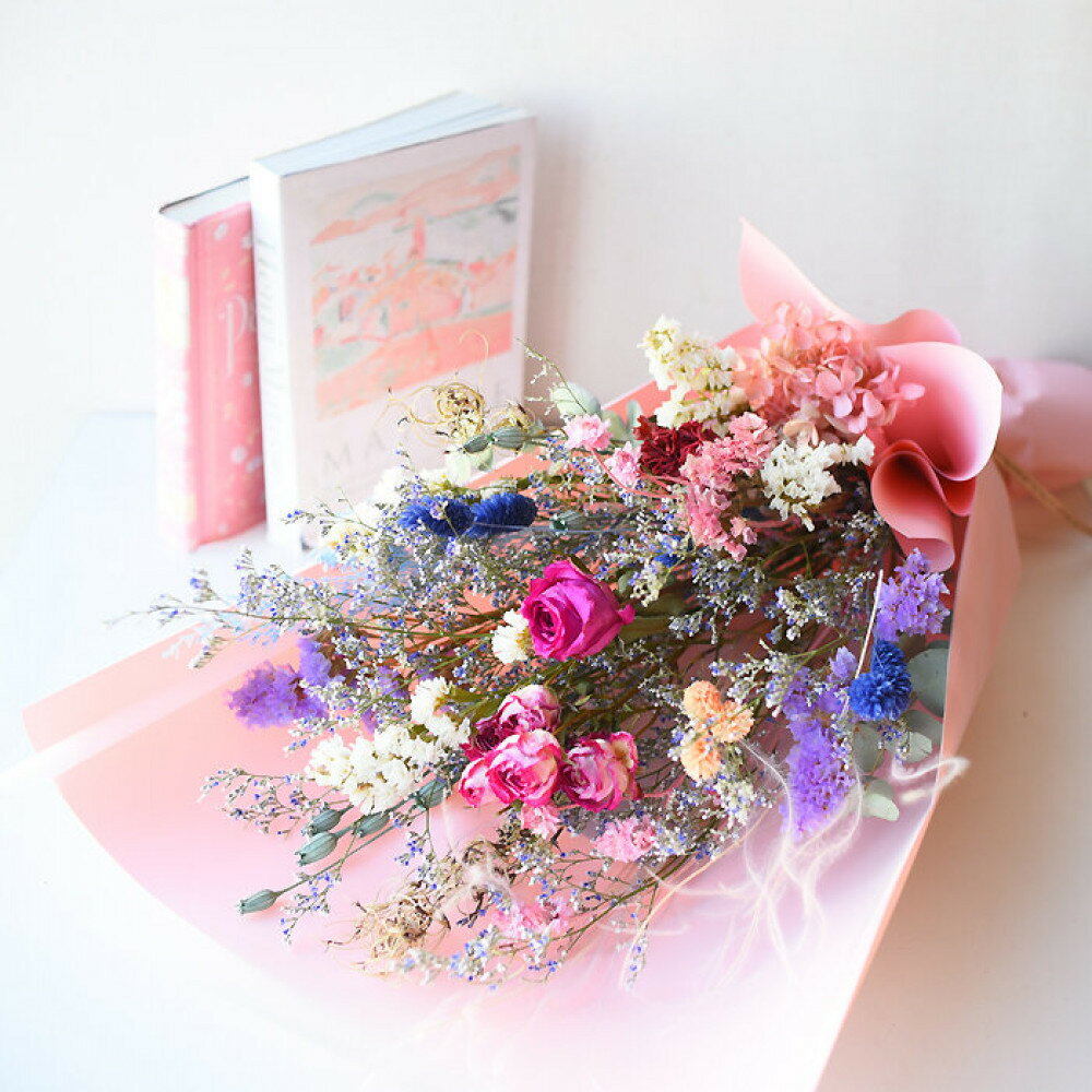 【ふるさと納税】【母の日】プレミアムドライフラワー・ブーケ　アルモニーパステル＜お届け日：2026年5/4～5/10 当店おまかせ ＞母の日カード付き【 母の日 ギフト アレンジ 花 贈り物 大阪府 門真市 】