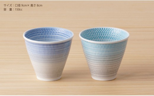 BB19 【波佐見焼】 色染流し 湯呑 2点セット 青×水色 【一真陶苑】-2