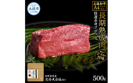 土佐和牛 特選赤身ブロック 500g（田野屋銀象完全天日塩1P付き） 高知県土佐市 【株式会社LATERAL】 [BQAU061]