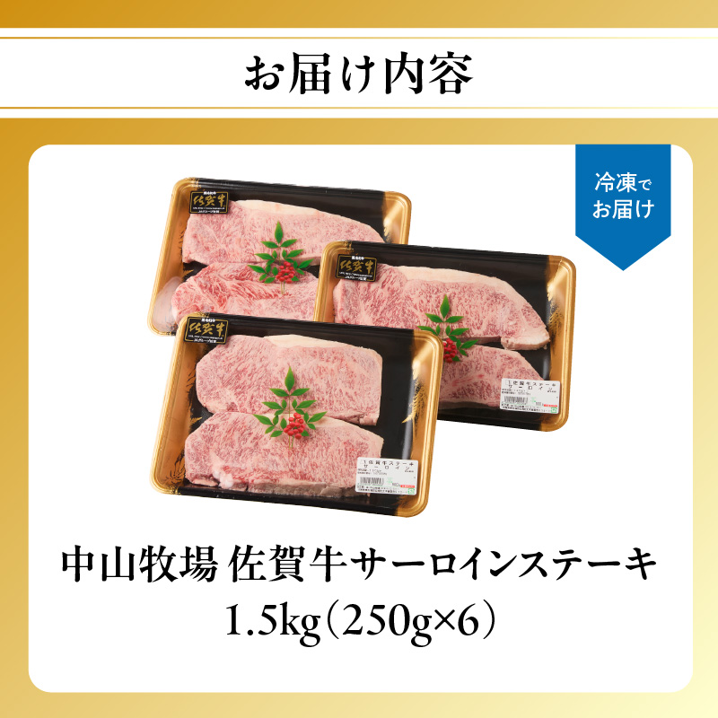 【10月配送】中山牧場 佐賀牛サーロインステーキ 1.5kg