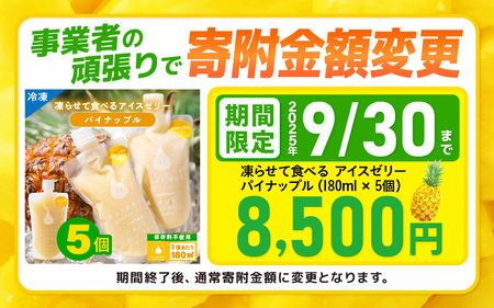 凍らせて食べる アイスゼリー（パイナップル）180ml✕5個【保存料不使用】 【おすすめ 夏 パイナップル デザート 冷たいおやつ 子供 人気 着色料 保存料 香料 不使用 アイス シャーベット ジュ
