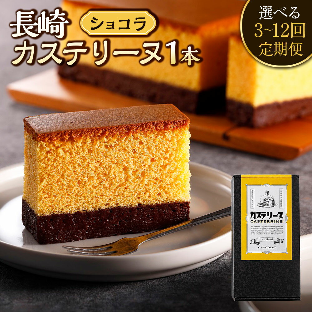【ふるさと納税】【選べる定期便】長崎カステリーヌショコラ 1本 約220g | 3ヶ月 / 6ヶ月 / 12ヶ月 新感覚 新食感 カステラ かすてら 太陽卵 チョコレートヴァローナ ほろ苦 スイーツ お菓子 お酒のお供 冷凍 長崎県 長崎市 送料無料