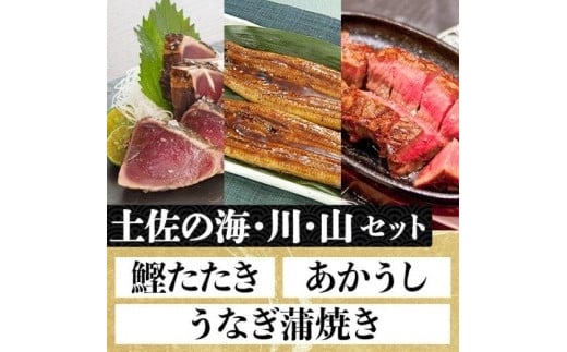 
「土佐の海・川・山」 鰹たたき・うなぎ蒲焼き・あかうしセット
