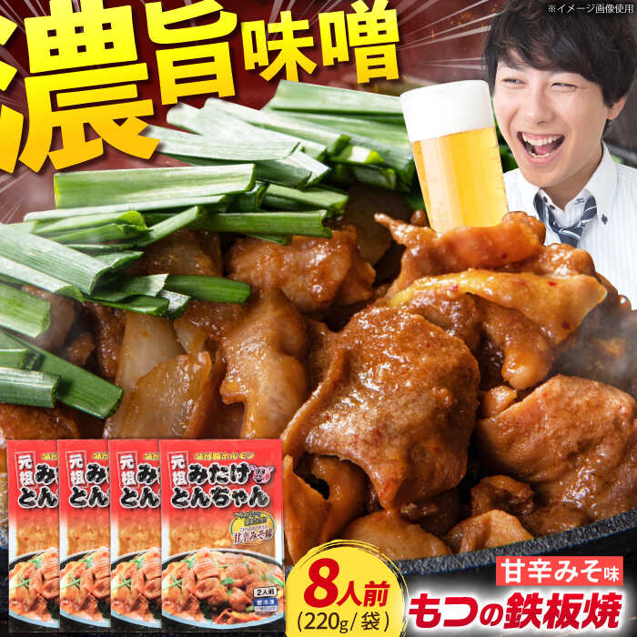 【ふるさと納税】岐阜県産豚もつの鉄板焼「みたけとんちゃん」甘辛みそ味（8人前）/ モツ もつ 白もつ 白モツ ホルモン ほるもん 豚肉 豚ホルモン 鉄板焼き おつまみ / 御嵩町 / 藤よし [AVAA004]