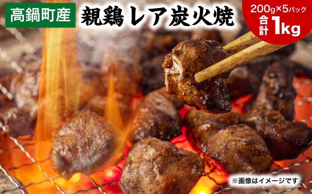 
            【焼き立てがうまい!!】＜高鍋町産 親鶏レア炭火焼 200g×5P＞翌月末迄に順次出荷 合計1kg 鶏炭火焼 鶏 鶏肉 炭火焼 焼鳥 レア 小分け 冷凍 九州 宮崎県 高鍋町
          
