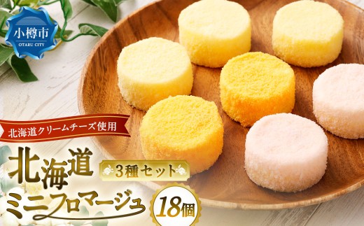 北海道ミニフロマージュ 3種 セット （プレーン ・ アップル ・ メロン） 約300g（50g×6個入）×3個 合計約900g ミニフロマージュ フロマージュ チーズケーキ ケーキ スイーツ 洋菓子 冷凍 北海道 小樽市