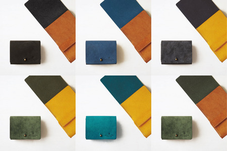 お札を折らない三つ折り財布（ギボシVer）【全18色】　12 ブルーイエロー [C42-12]