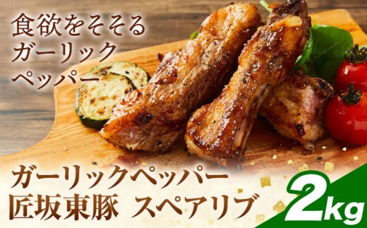 【ふるさと納税】匠坂東豚 国産豚 スペアリブ ガーリックペッパー 味付 2kg (500g×4パック) 株式会社坂東太郎　おにくブッチャーズ《30日以内に出荷予定(土日祝除く)》茨城県 河内町 豚 豚肉 肉 おかず【配送不可地域あり】