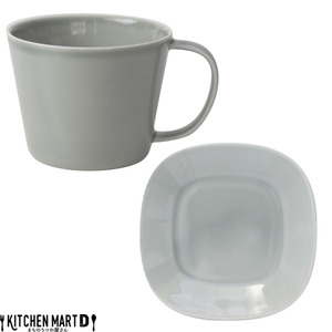 美濃焼 プレーリー グレー 【2客SET カップL＆プレートSセット 260cc】 小田陶器【1497229】