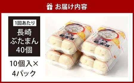【全6回定期便】 長崎ぶたまん 40個(10個入×4パック) ／ ぶたまん 中華まん 肉まん 豚 豚肉 中華 冷蔵 小分け お取り寄せ おやつ グルメ 国産 惣菜 長崎 長崎県産 長崎県 長崎市