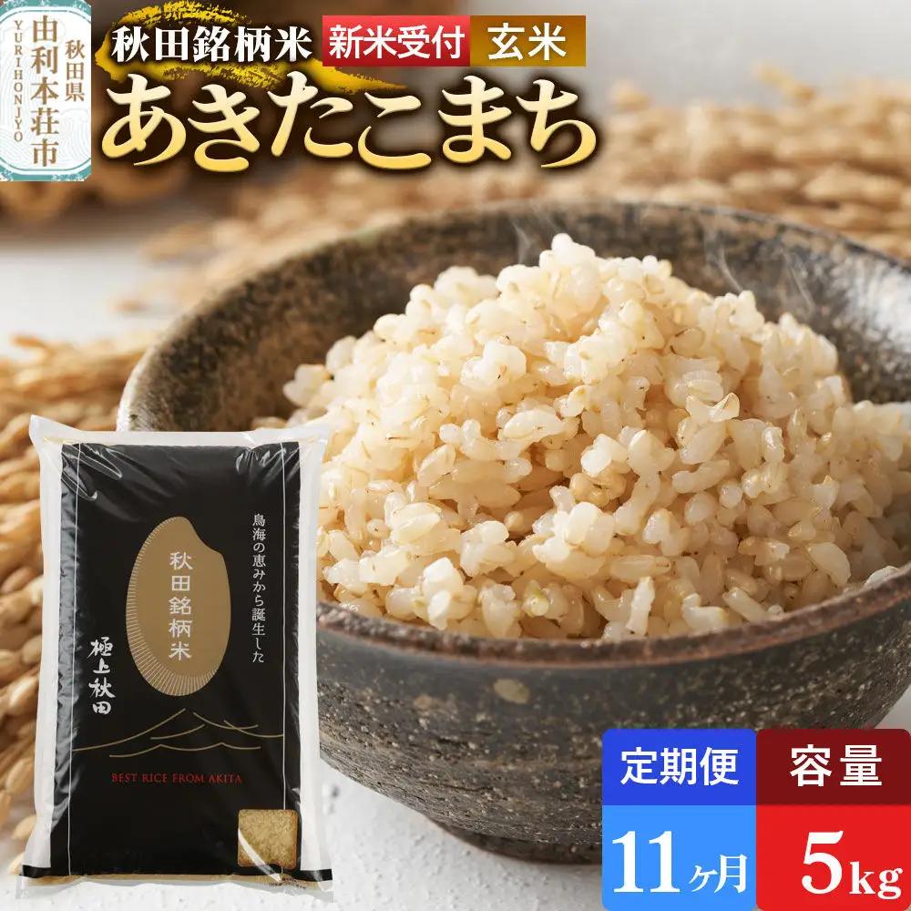 《令和8年産 新米受付》《定期便11ヶ月》【玄米】極上秋田銘柄米 あきたこまち 5kg