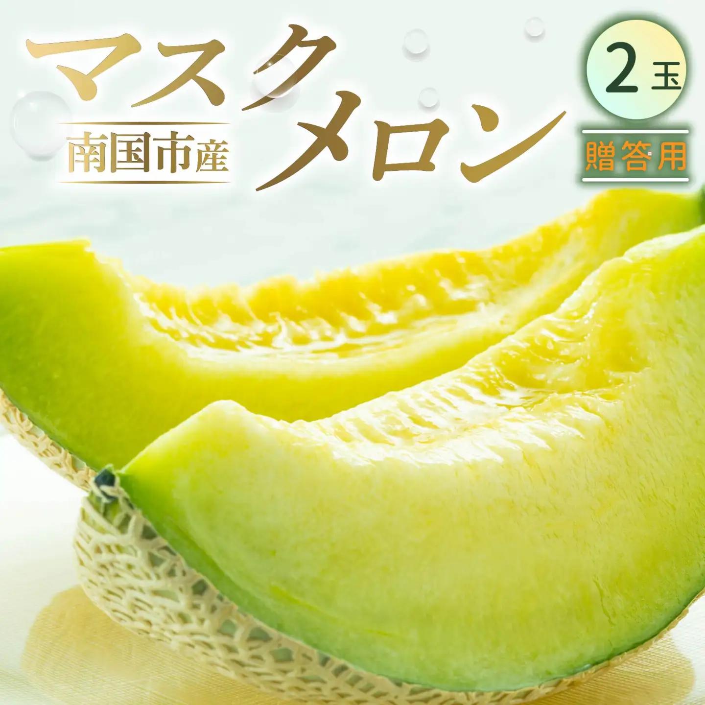 【先行予約】マスクメロン（贈答用） 2玉入 青肉品種 高級メロン！ ／ マスクメロン 果物 フルーツ ギフト 農家直送 NE015