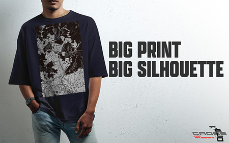【川西】地図柄ビッグシルエットTシャツ（ネイビー）Sサイズ［No.341-01］