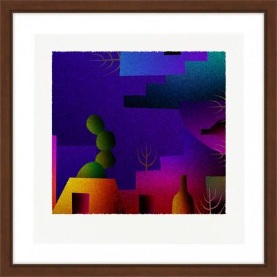 ふるさと納税 綾部市 街と宵 [しかくいえ]23【絵画】 額装サイズ266mmx266mm