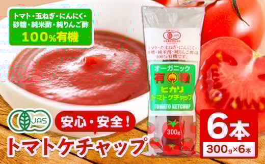 有機 トマト ケチャップ 300g×6本 光食品 株式会社 《30日以内順次出荷(土日祝除く)》 ケチャップ 有機 オーガニック 調味料 国産 とまと トマト 徳島県 上板町 ハンバーグ　k-10