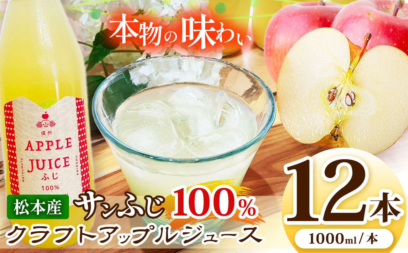 
            サンふじ100%クラフトアップルジュース   12本セット | ふるさと納税 長野県 松本市 林檎 りんご リンゴ 信州産 サンふじ ジュース 飲料 
          