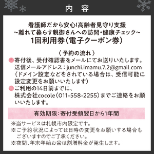 看護師だから安心！高齢者見守り支援?離れて暮らす親御さんへの訪問・健康チェック?1回利用券