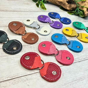 【イタリアンレザー】本革犬鑑札ケース(丸型) 牛革 イタリアンレザー シュリンクレザー 本革 青色