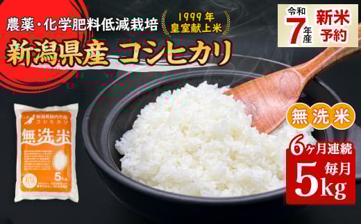 16-M056【6ヶ月連続お届け】新潟県胎内市産コシヒカリ【無洗米】5kg