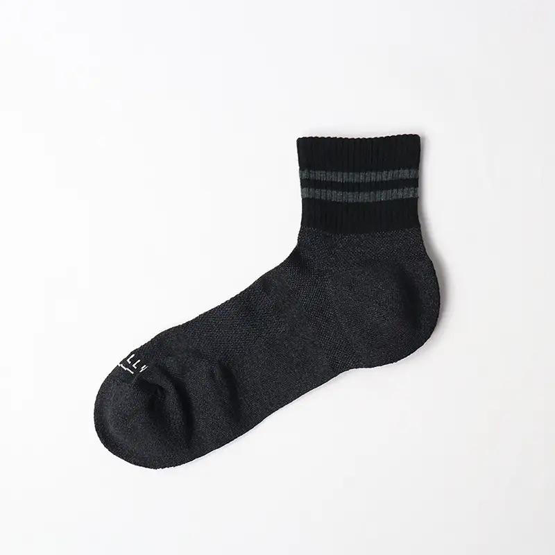 PESCALLY　和紙薄手パイルラインソックス（25cm-27cm）ブラック FAD-2226