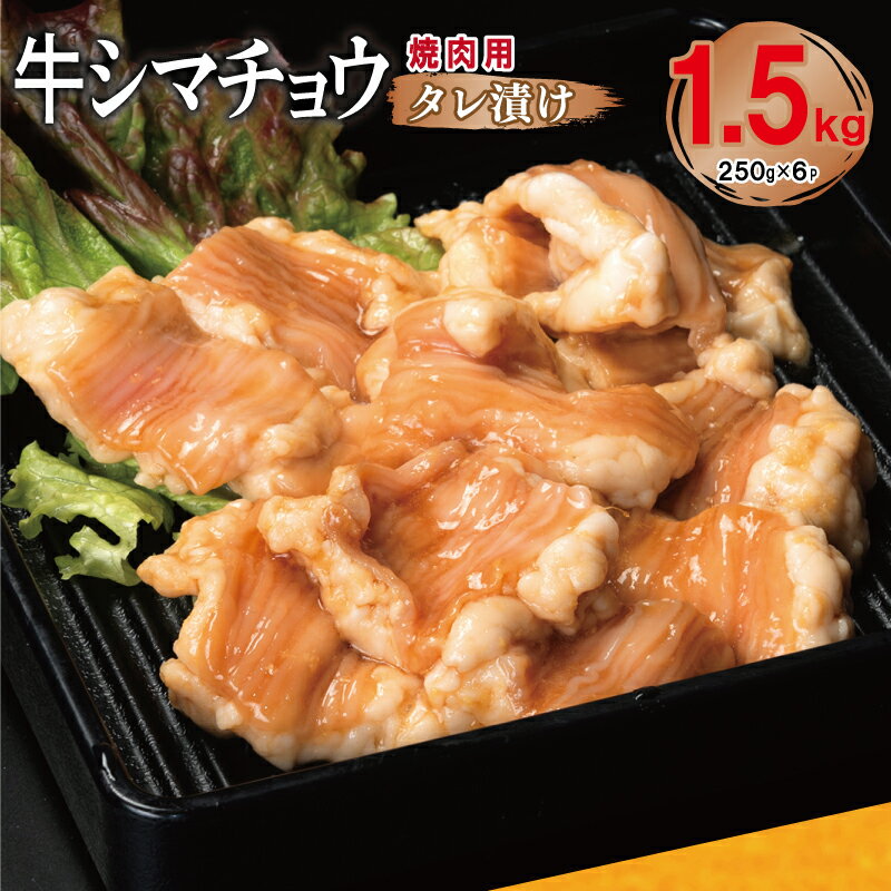 【ふるさと納税】牛シマチョウ 焼肉用 タレ漬け 合計 1.5kg シマチョウ 希少部位 味付け 特製タレ 小分け 食べきりサイズ 焼くだけ 簡単調理 ホームパーティ BBQ 煮込み おつまみ 牛肉 ホルモン 250g 6袋 大阪府 泉佐野市 お取り寄せ お取り寄せグルメ 送料無料 肉の泉佐野
