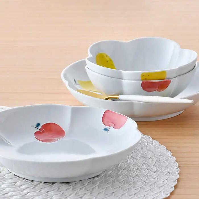 【波佐見焼】りんご・ラフランス フラワー ボウル プレート セット 食器 皿 【松幸陶芸】 [HB44] 波佐見焼