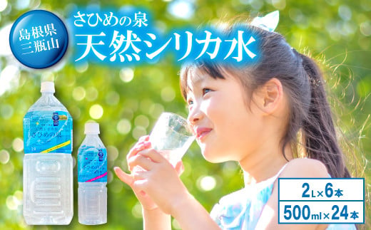 ナチュラルミネラルウォーター「さひめの泉」 ペットボトルセット（500ml×24本×1箱、2L×6本×1箱）【水 500ml 24本 2L 6本 ペットボトル シリカ水 シリカ ミネラルウォーター】