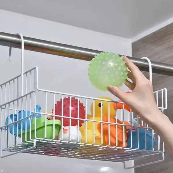 お風呂場用収納カゴ おもちゃバスケット ワイドタイプ ホワイト 吊り下げ 燕三条製 bwsSELECTION お風呂場用収納カゴ お風呂収納 おもちゃかご [ビーワーススタイル]【010P135】