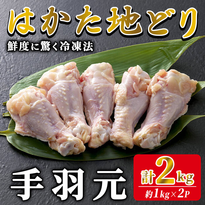 【ふるさと納税】はかた地どり 手羽元 (計2kg・1kg×2P) 真空パック 強い旨味が特徴 煮物や焼き物に便利な小分け鶏肉 地鶏 地どり 鶏肉 九州 国産 手羽 チキン お肉 小分け 冷凍 急速冷凍＜離島配送不可＞【ksg1905】【E2C】