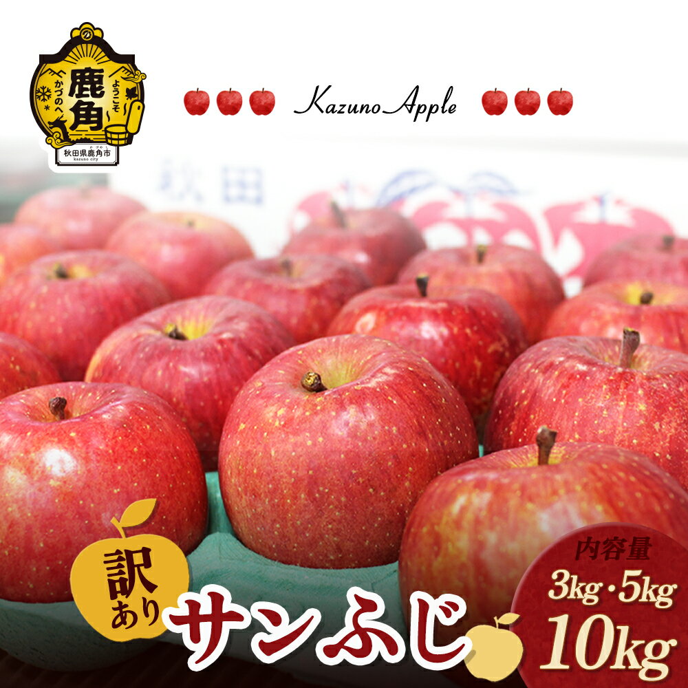 【ふるさと納税】《 先行予約 》 訳あり りんご 鹿角りんご「 サンふじ 」 選べる 3kg ／ 5kg リンゴ 林檎 家庭用 訳あり みずみずしい 果汁 リンゴ 完熟 蜜入り 旬 県産りんご お中元 お歳暮 贈り物 お見舞い グルメ ギフト 故郷 秋田県鹿角市産 送料無料 【佐藤秀果園】