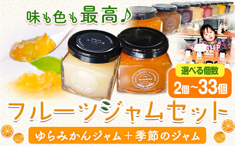 
            フルーツジャム セット 選べる個数 2個 ～ 33個 Farm＆lab 《30日以内に発送予定(土日祝除く)》和歌山県 日高町 みかん ジャム フルーツ セット みかんジャム 桃ジャム いちごジャム ブルーベリージャム ブドウジャム りんごジャム
          