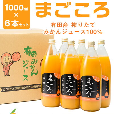 ZE6179n_「まごころ」有田みかん 100％ ジュース 1000ml 6本 セッ