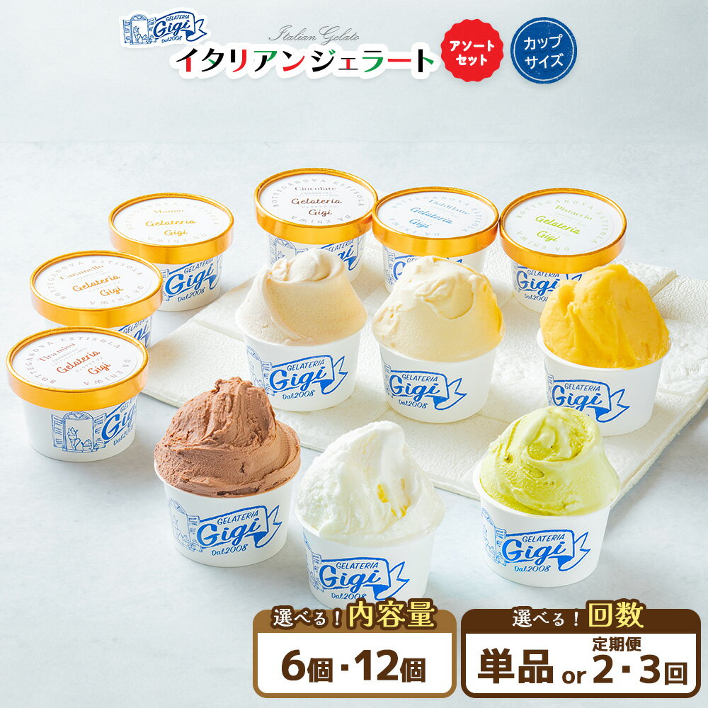 【ふるさと納税】【選べるお届け回数＆個数！】ジェラテリアGigiのイタリアンジェラート6種アソートセット【カップサイズ】 牛乳 ピスタチオ キャラメル チョコレート ティラミス マンゴー ジェラート アイス カップ 北海道 恵庭市 ふるさと納税 スイー ツ