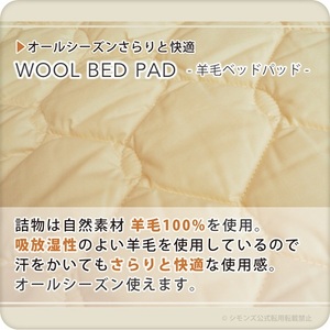 BI60セミダブルベッド　ダブルクッションタイプ　ゴールデンバリュー/AA21223/ベージュBA21001　メイキングセット（羊毛ベッドパッド×1枚、サテンボックスシーツ×2枚、ディープスリープピロ