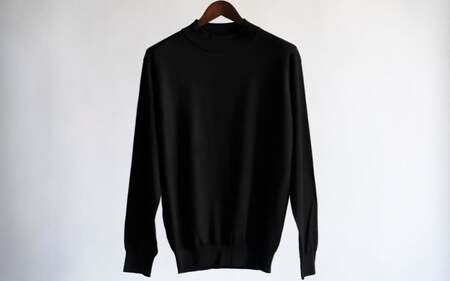 洗える セーター モックネック ( ブラック L ) ニット シルク100％ メンズ | 長袖 ニット ウォッシャブル 秋冬 秋 冬 シンプル 無地 プレゼント ギフト 父の日 新潟県 五泉市 有限会